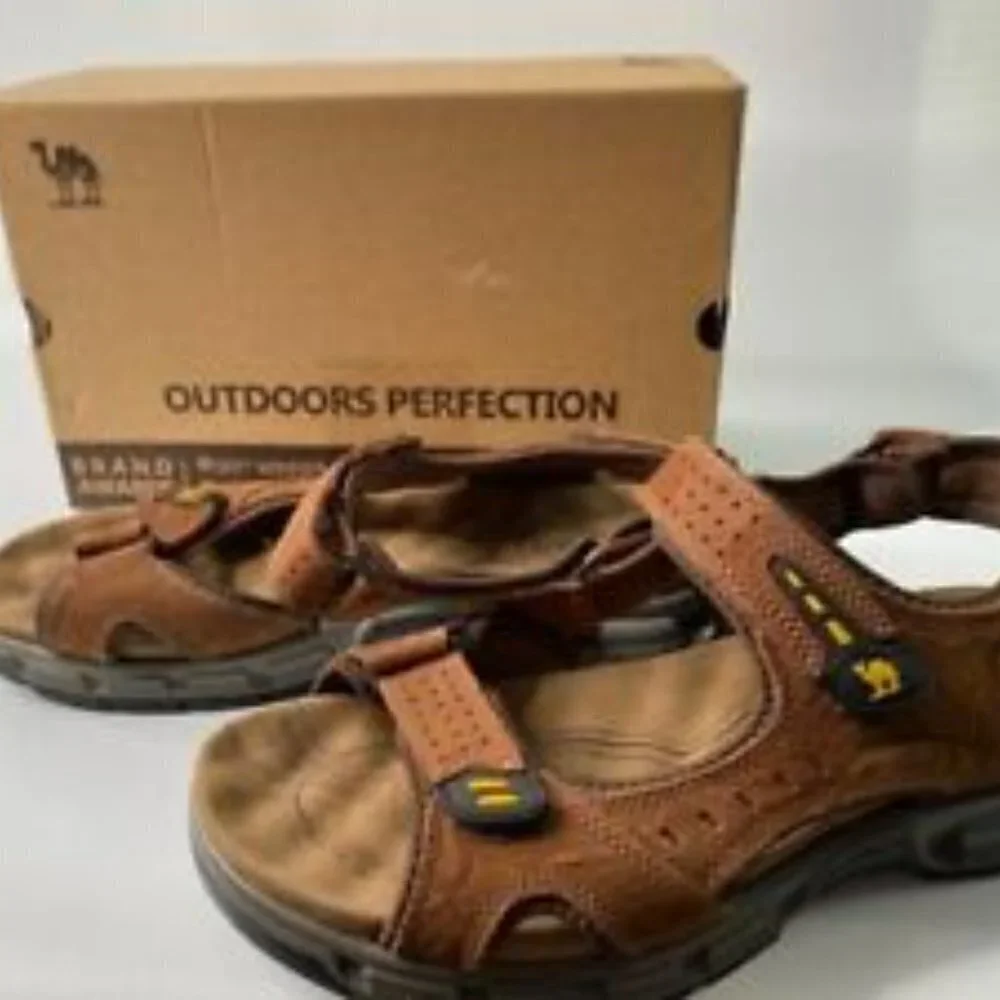 CAMEL CROWN Men Leather Sandals for Outdoor‎ Hiking Walking Beach Sports Size 11